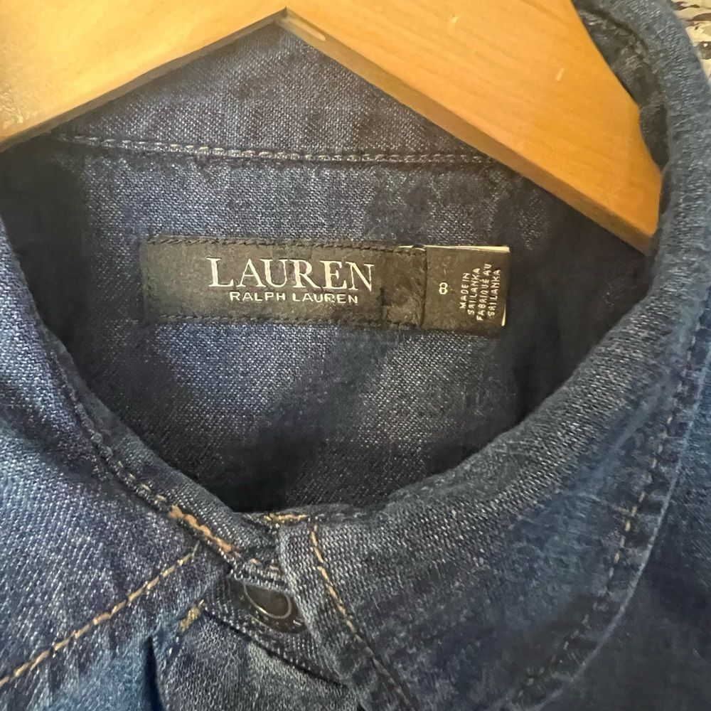 Ralph Lauren Black Label LAUREN Women's Belted Denim Button Down.  Shirtdress - Picture 4 of 9